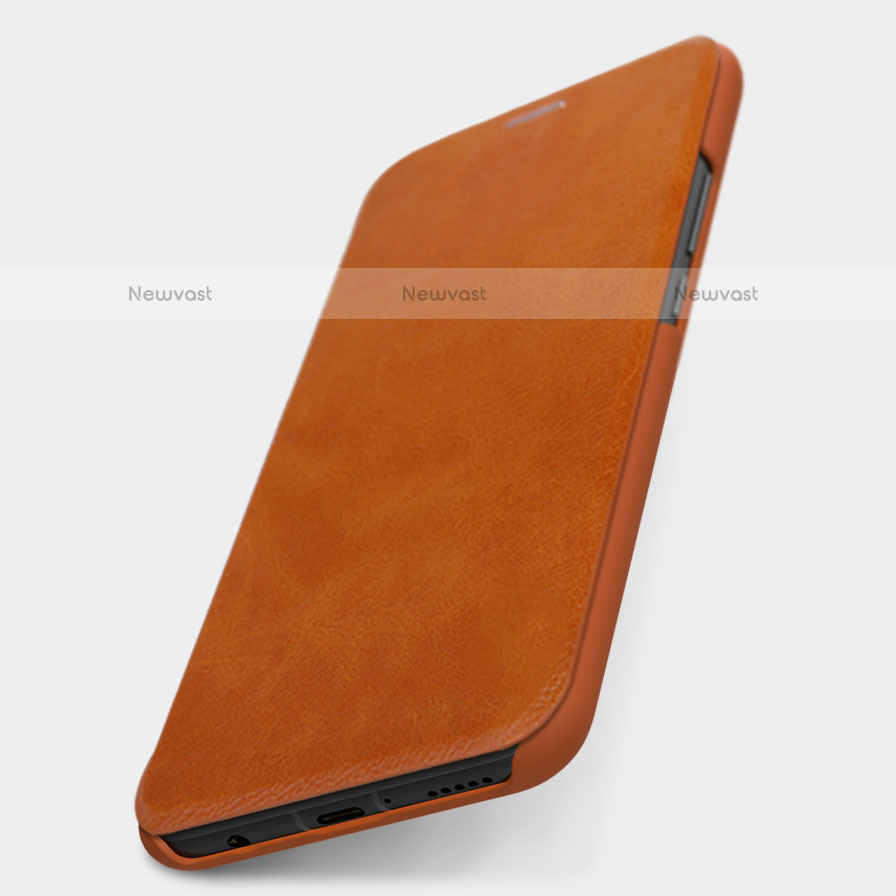 Leather Case Stands Flip Cover for Huawei Maimang 7 Brown