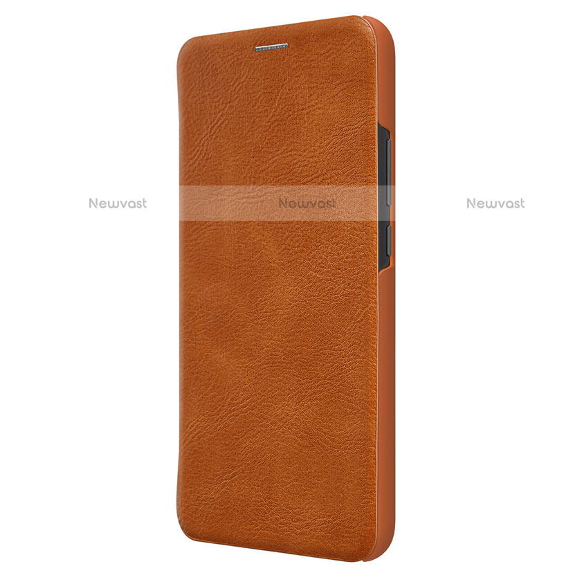 Leather Case Stands Flip Cover for Huawei Maimang 7 Brown