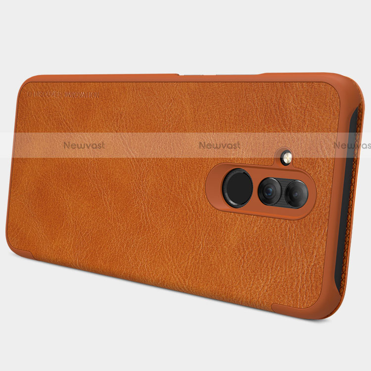 Leather Case Stands Flip Cover for Huawei Maimang 7 Brown