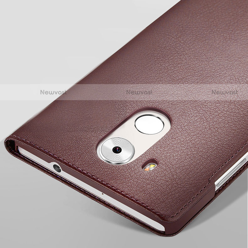 Leather Case Stands Flip Cover for Huawei Mate 8 Brown