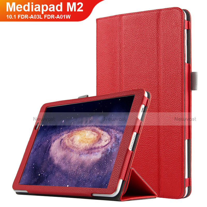 Leather Case Stands Flip Cover for Huawei MediaPad M2 10.1 FDR-A03L FDR-A01W Red