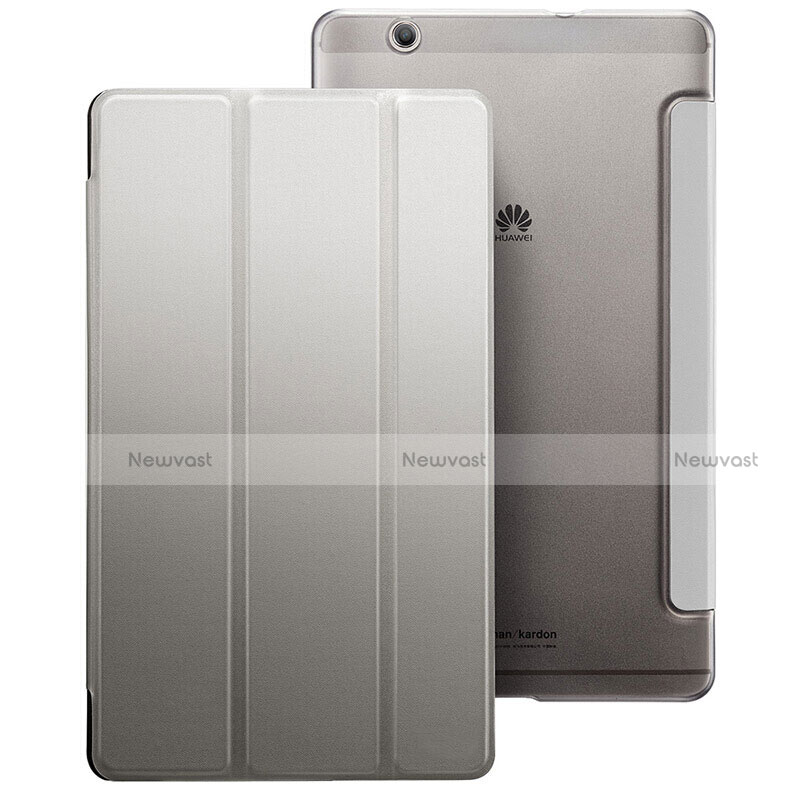 Leather Case Stands Flip Cover for Huawei MediaPad M3 Silver