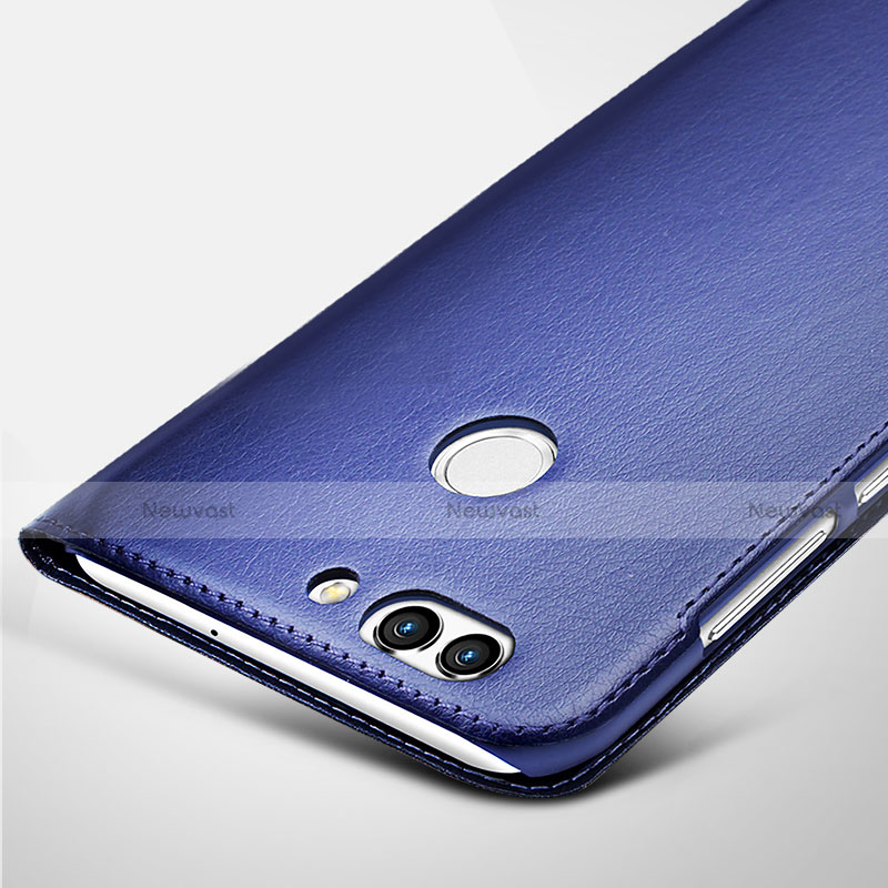 Leather Case Stands Flip Cover for Huawei Nova 2 Blue