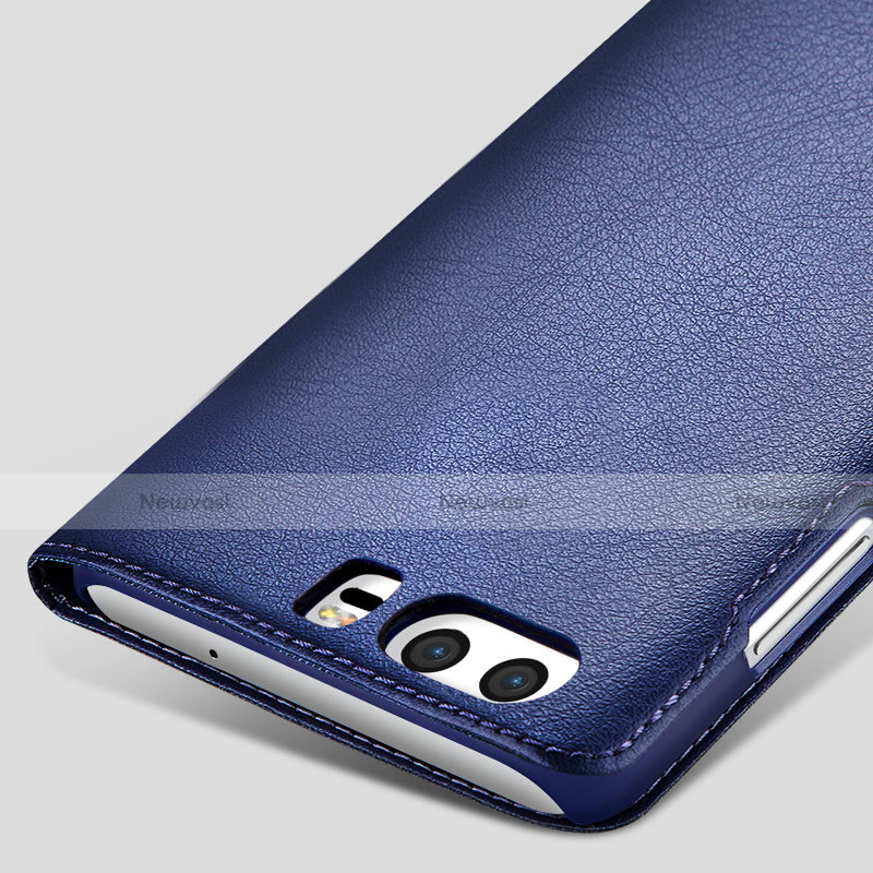 Leather Case Stands Flip Cover for Huawei P10 Blue