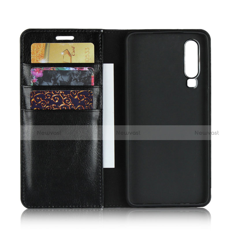 Leather Case Stands Flip Cover for Huawei P30 Black