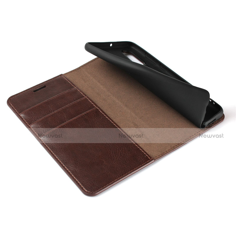 Leather Case Stands Flip Cover for Huawei P30 Brown