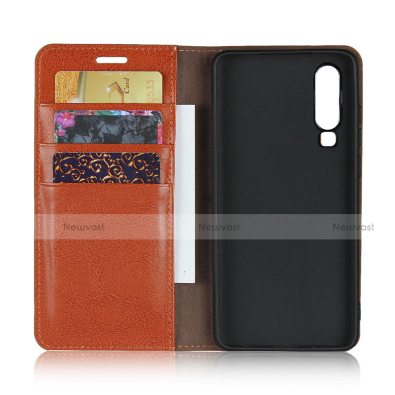 Leather Case Stands Flip Cover for Huawei P30 Orange