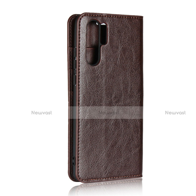 Leather Case Stands Flip Cover for Huawei P30 Pro New Edition Brown