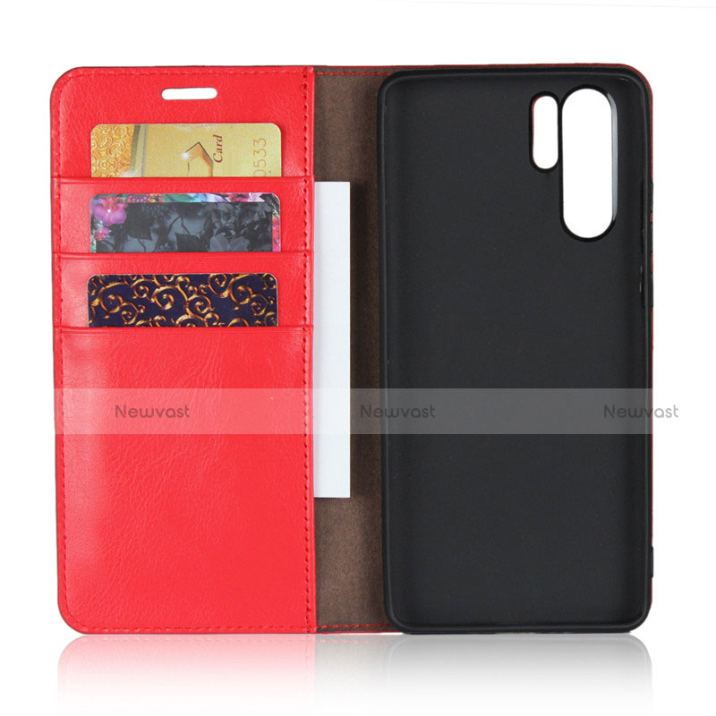 Leather Case Stands Flip Cover for Huawei P30 Pro New Edition Red