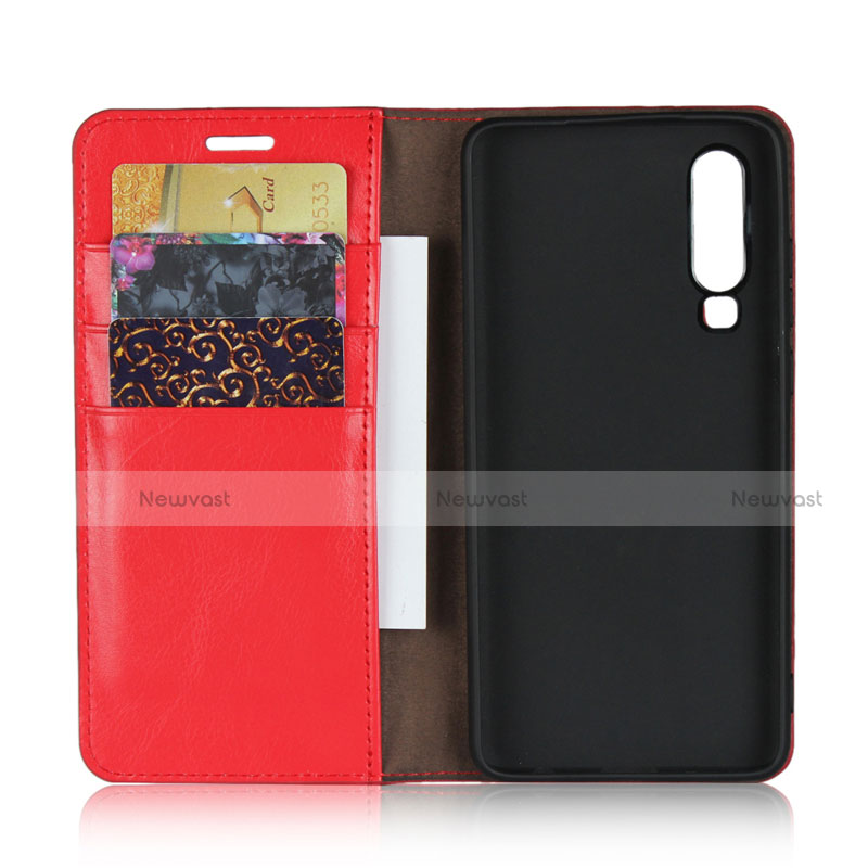 Leather Case Stands Flip Cover for Huawei P30 Red