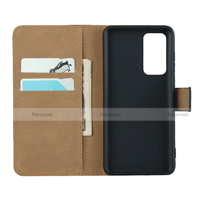 Leather Case Stands Flip Cover for Huawei P40 Black