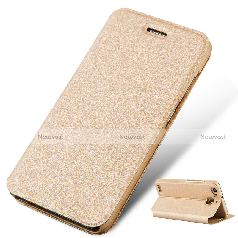 Leather Case Stands Flip Cover for Huawei P8 Lite Smart Gold