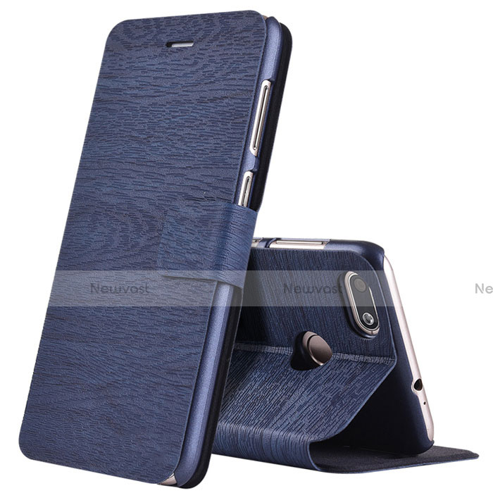 Leather Case Stands Flip Cover for Huawei P9 Lite Mini Blue