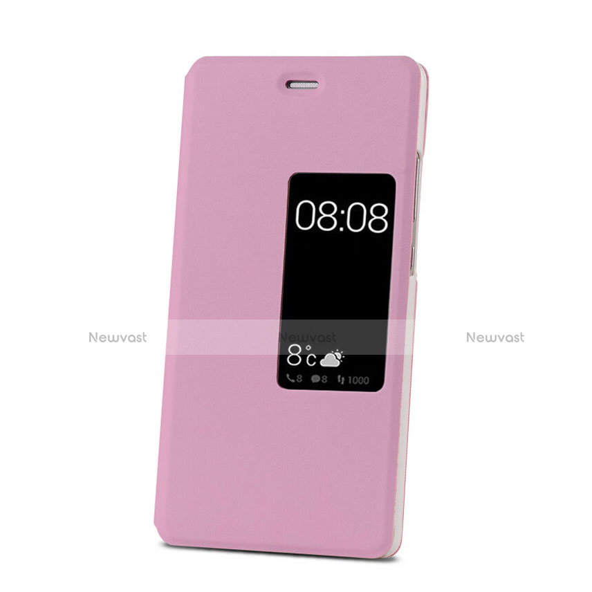 Leather Case Stands Flip Cover for Huawei P9 Plus Pink