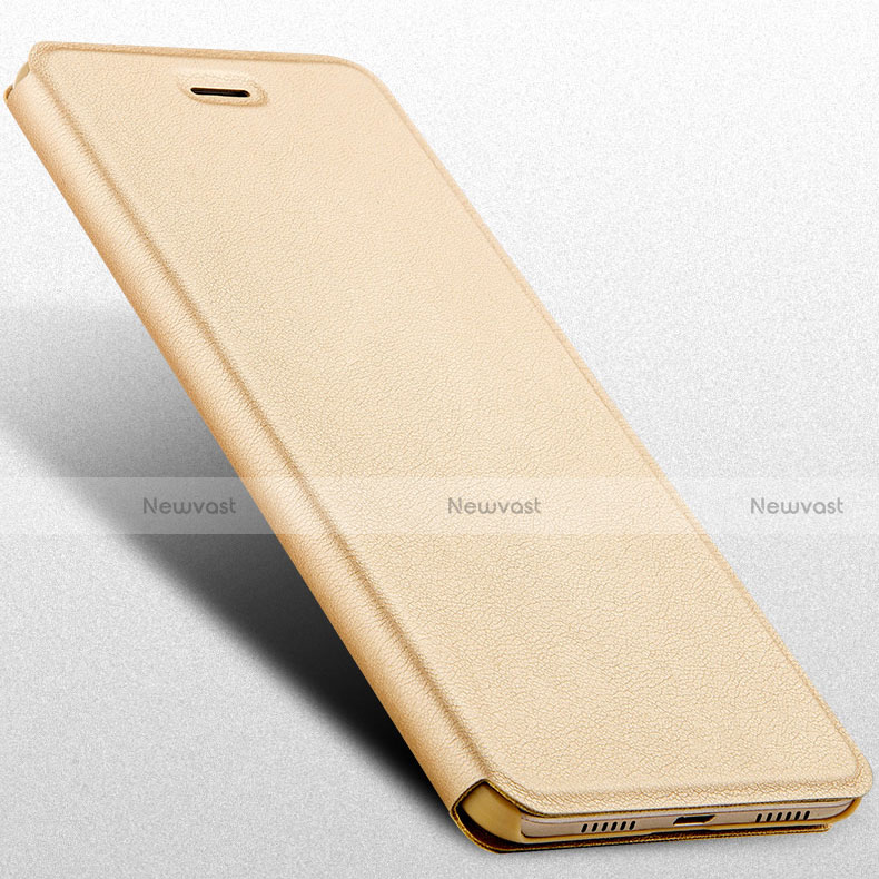 Leather Case Stands Flip Cover for Huawei Y5 (2017) Gold