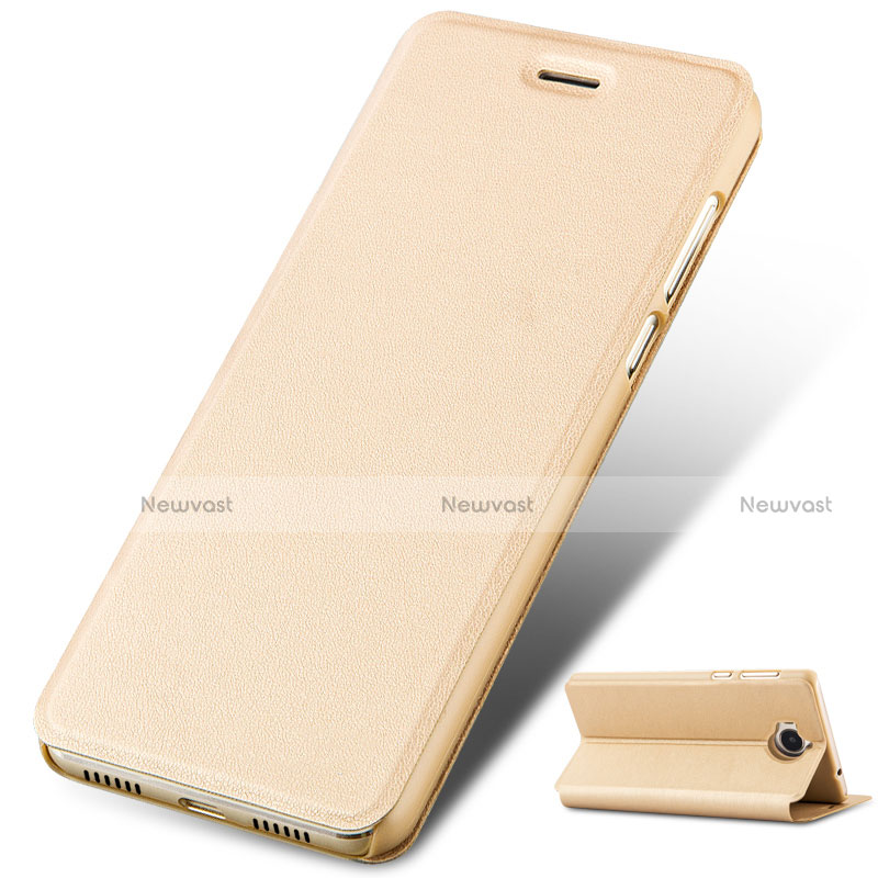 Leather Case Stands Flip Cover for Huawei Y5 III Y5 3 Gold