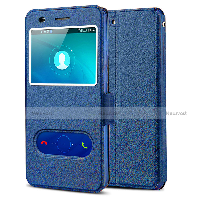 Leather Case Stands Flip Cover for Huawei Y6 II 5 5 Blue