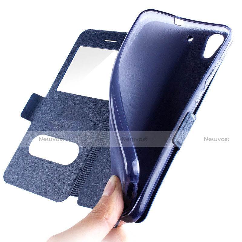 Leather Case Stands Flip Cover for Huawei Y6 II 5 5 Blue