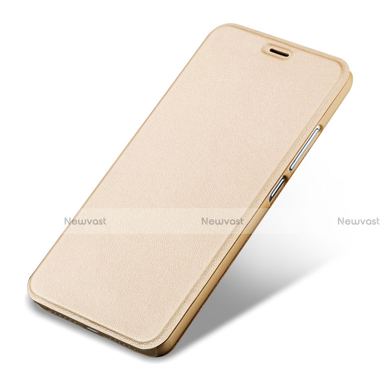 Leather Case Stands Flip Cover for Huawei Y6 Pro (2017) Gold