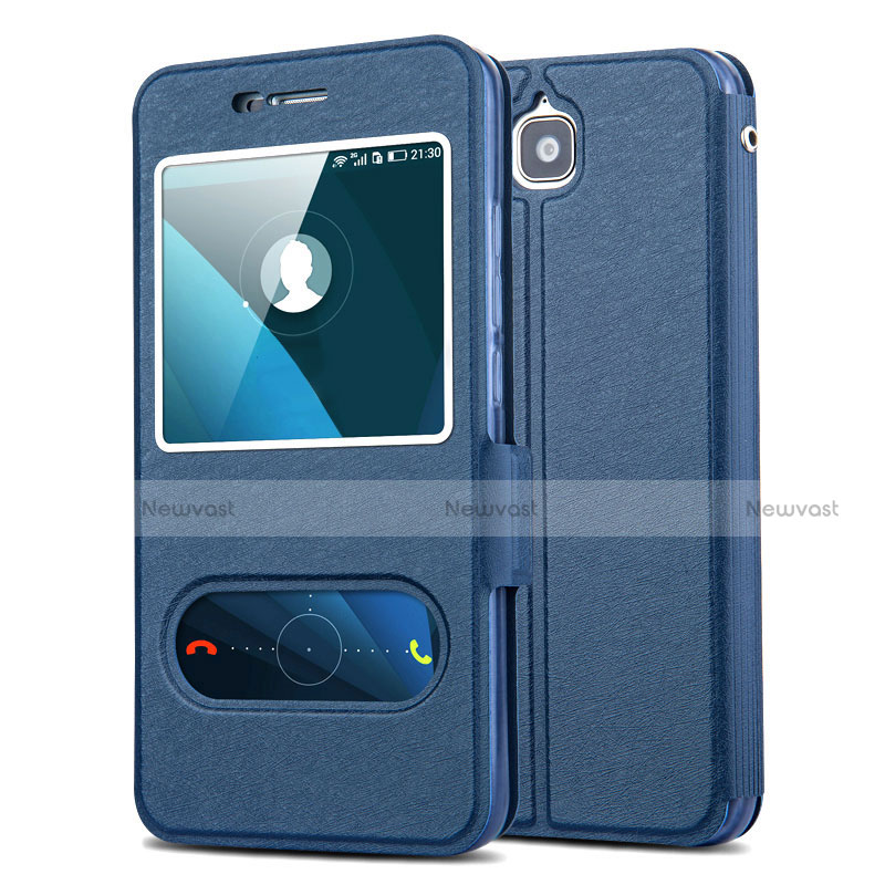 Leather Case Stands Flip Cover for Huawei Y6 Pro Blue