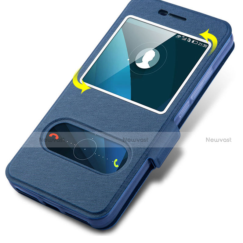 Leather Case Stands Flip Cover for Huawei Y6 Pro Blue