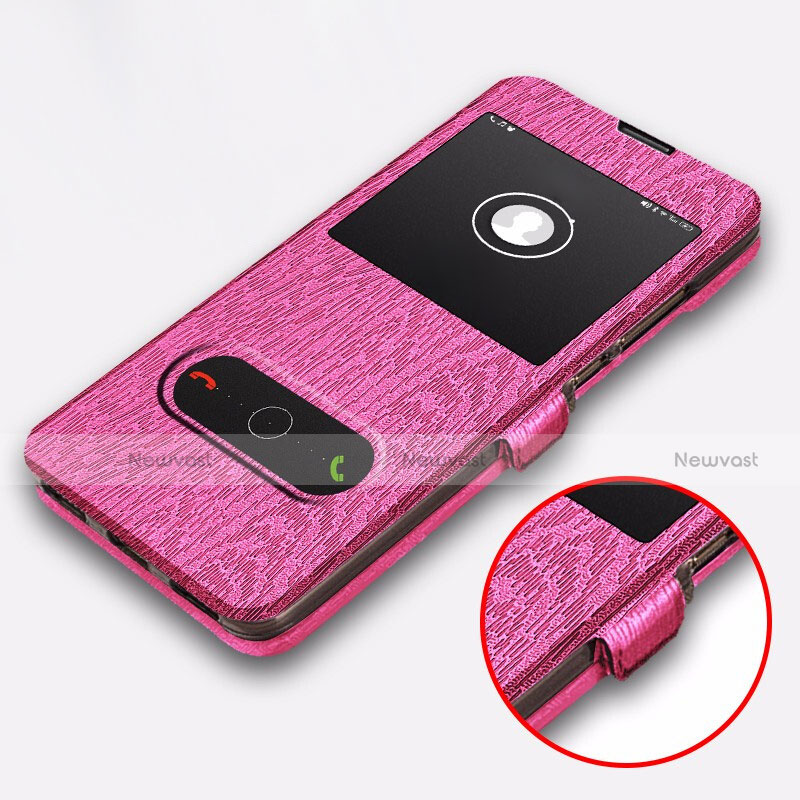 Leather Case Stands Flip Cover for Huawei Y6s Hot Pink