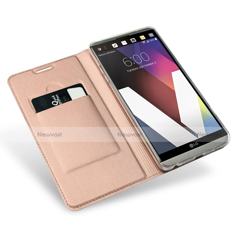 Leather Case Stands Flip Cover for LG G6 Rose Gold