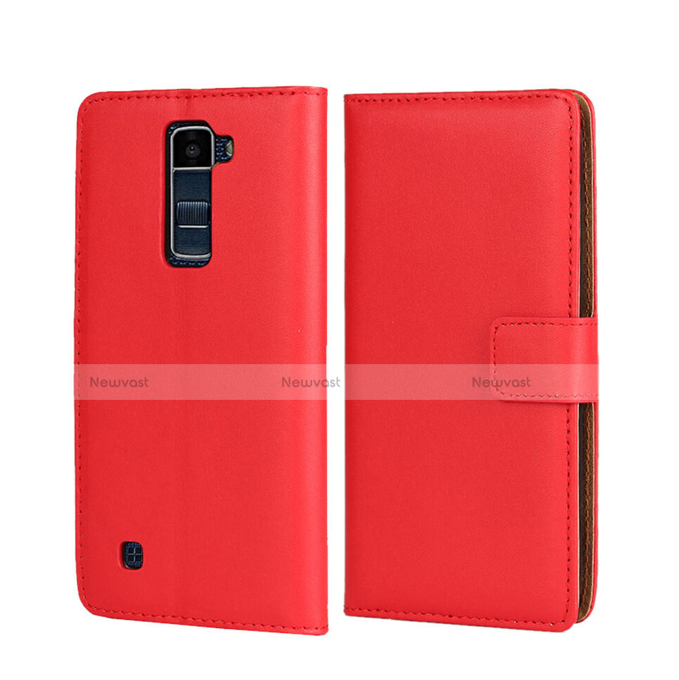 Leather Case Stands Flip Cover for LG K7 Red