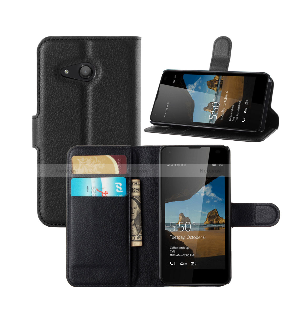 Leather Case Stands Flip Cover for Microsoft Lumia 550 Black