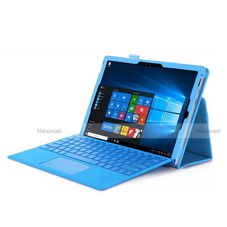 Leather Case Stands Flip Cover for Microsoft Surface Pro 4 Blue