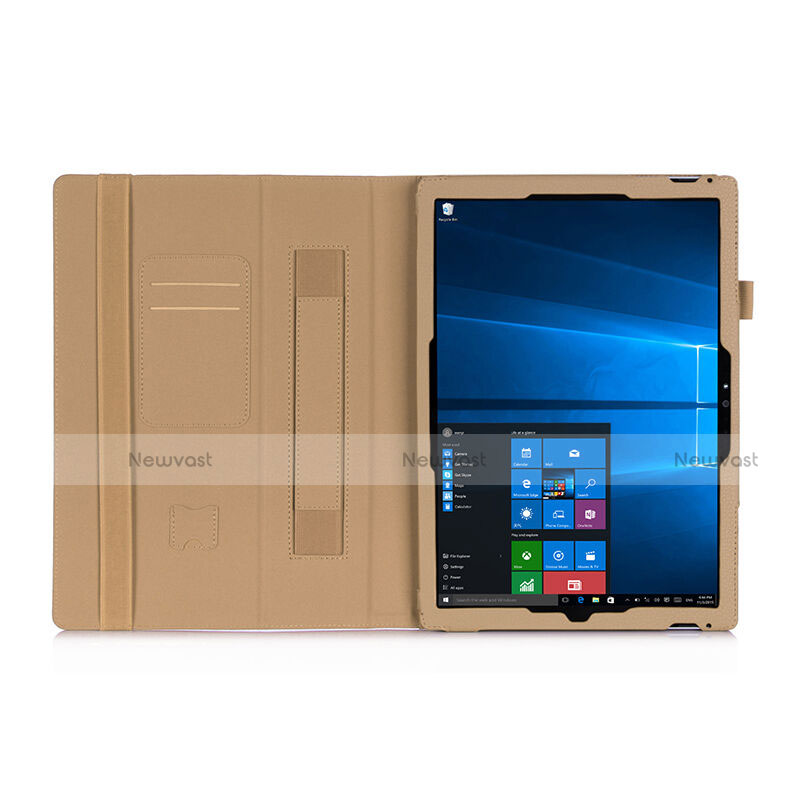 Leather Case Stands Flip Cover for Microsoft Surface Pro 4 Gold