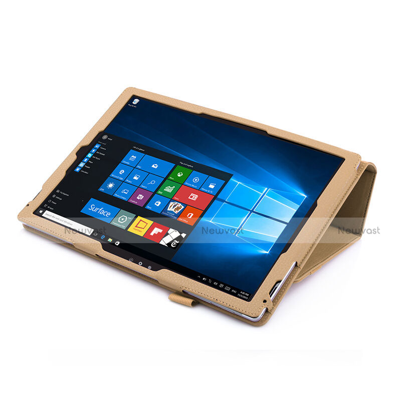 Leather Case Stands Flip Cover for Microsoft Surface Pro 4 Gold