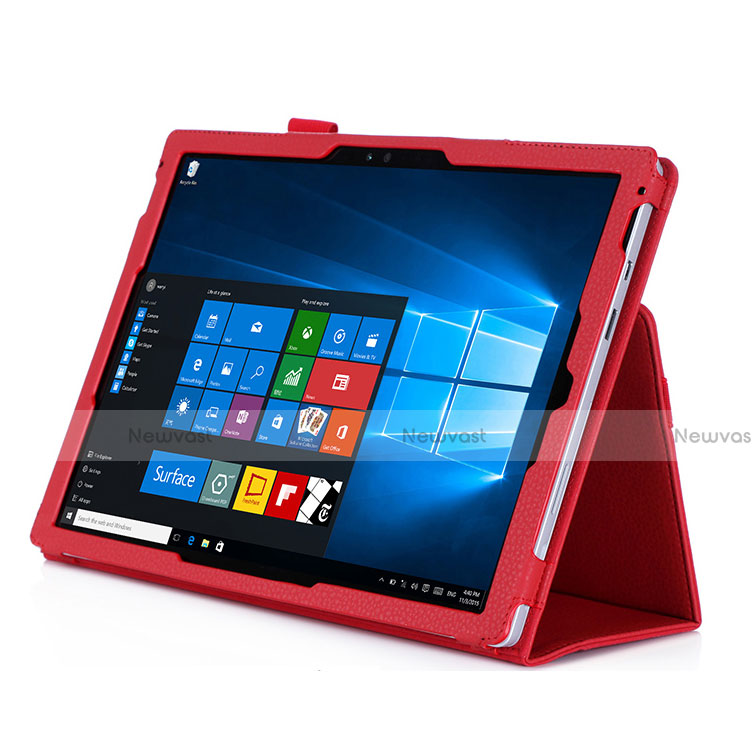 Leather Case Stands Flip Cover for Microsoft Surface Pro 4 Red