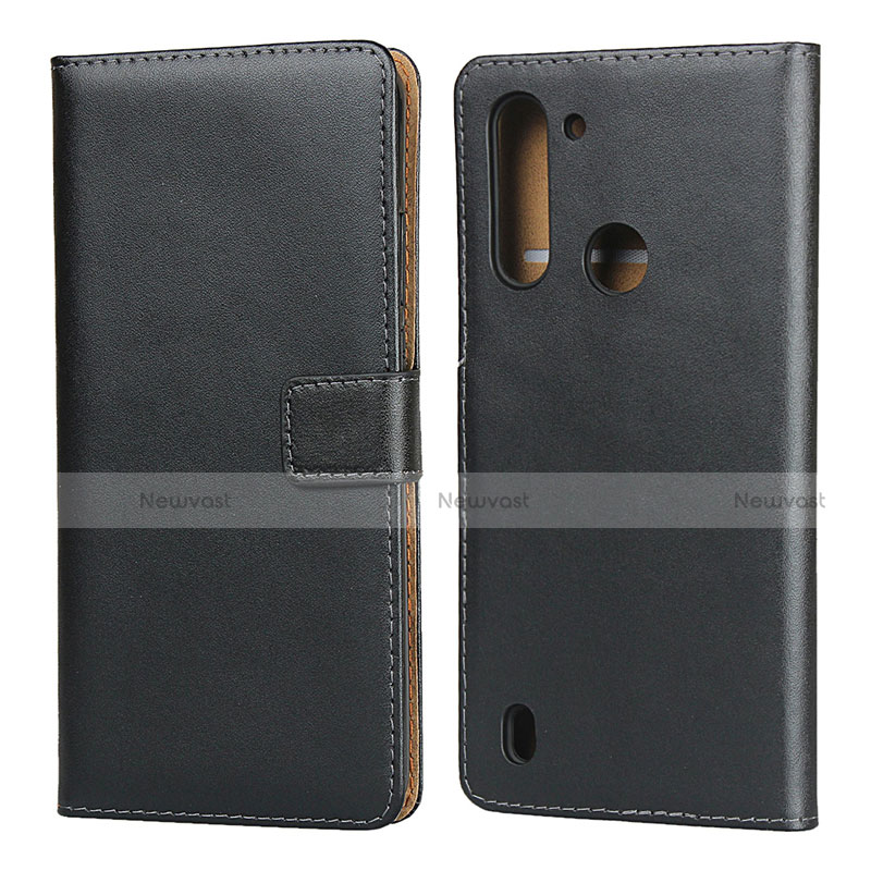 Leather Case Stands Flip Cover for Motorola Moto G8 Power Lite Black