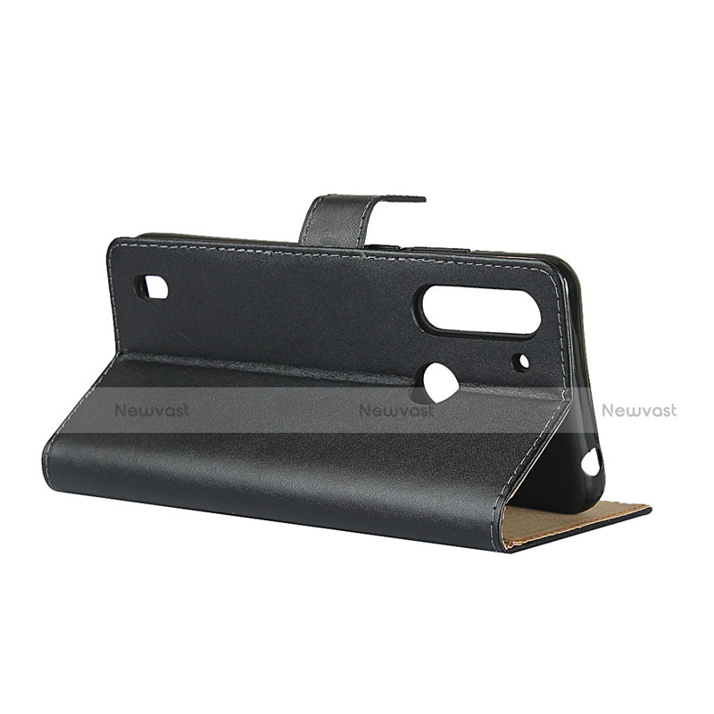 Leather Case Stands Flip Cover for Motorola Moto G8 Power Lite Black