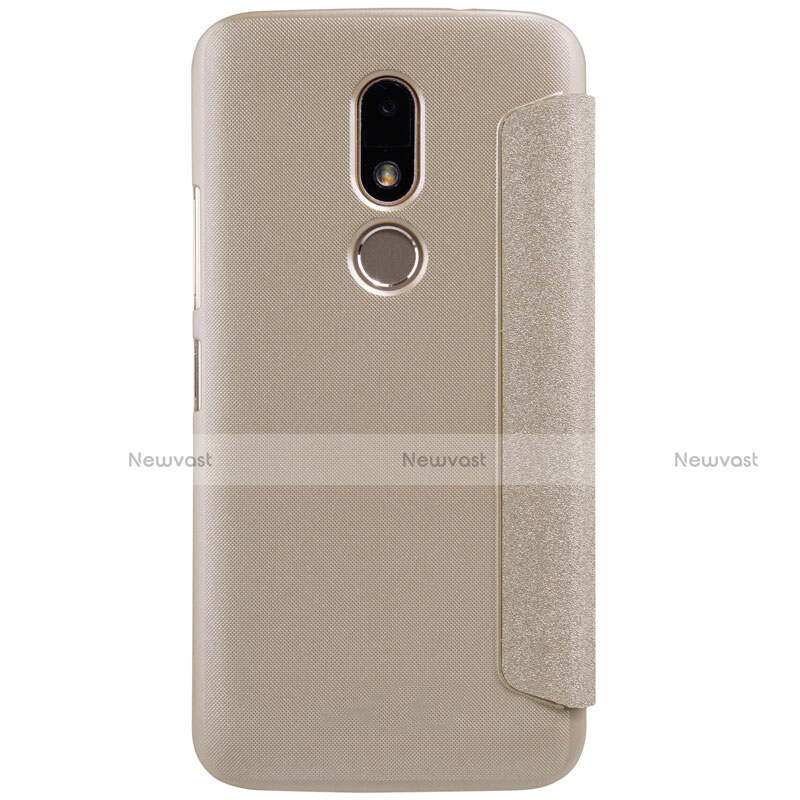 Leather Case Stands Flip Cover for Motorola Moto M XT1662 Gold