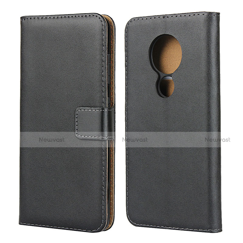 Leather Case Stands Flip Cover for Nokia 7.2 Black