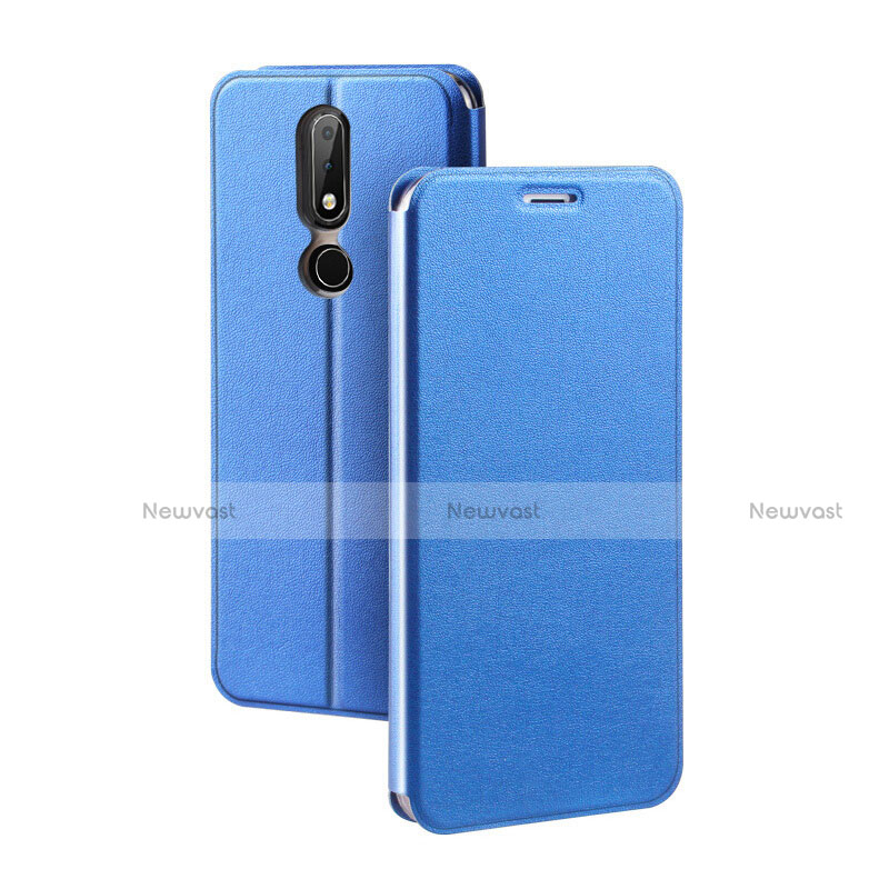 Leather Case Stands Flip Cover for Nokia X5 Blue