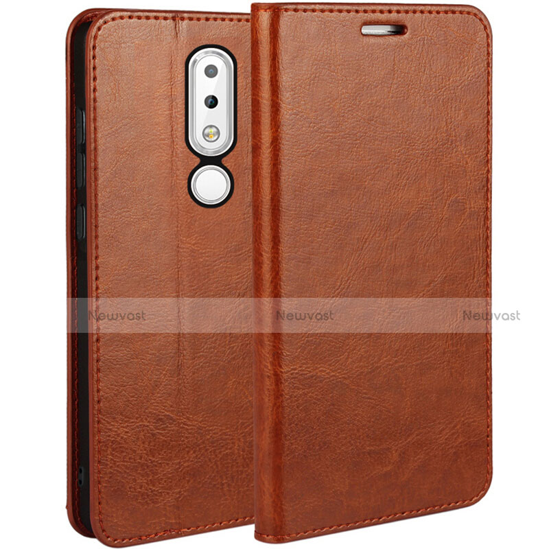 Leather Case Stands Flip Cover for Nokia X6 Orange