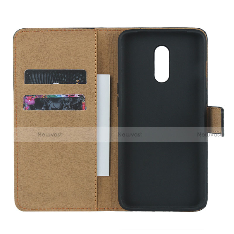 Leather Case Stands Flip Cover for OnePlus 7 Black