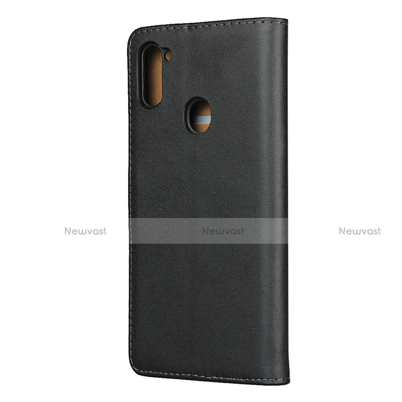 Leather Case Stands Flip Cover for Samsung Galaxy A11 Black