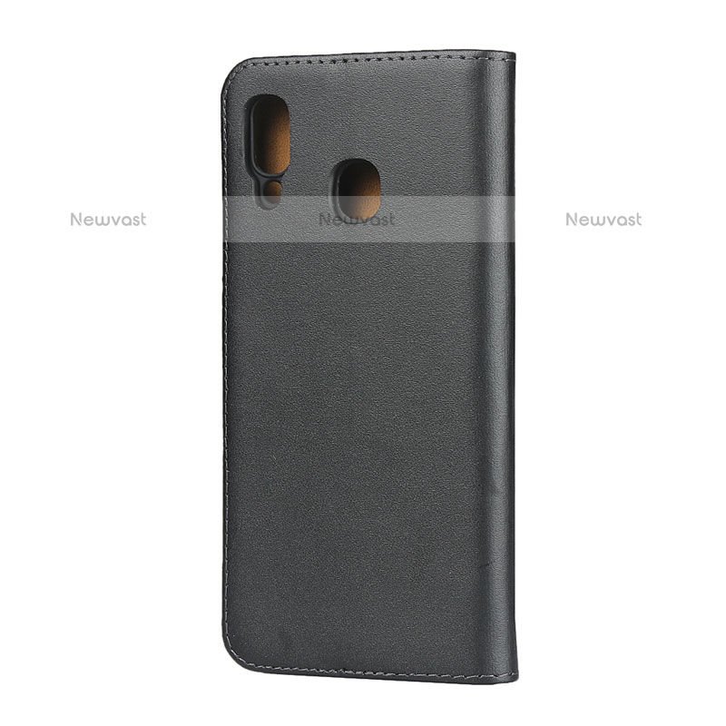 Leather Case Stands Flip Cover for Samsung Galaxy A20 Black