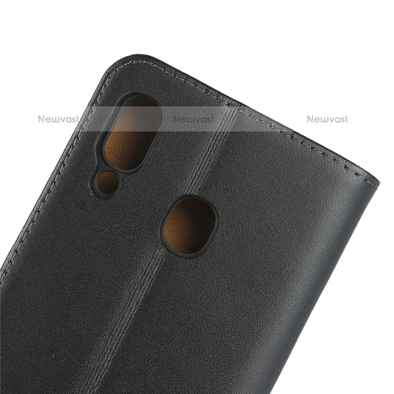 Leather Case Stands Flip Cover for Samsung Galaxy A20 Black