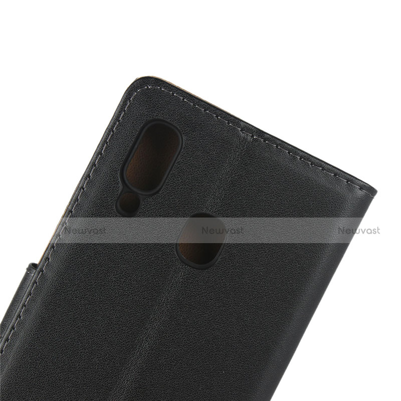 Leather Case Stands Flip Cover for Samsung Galaxy A20e Black