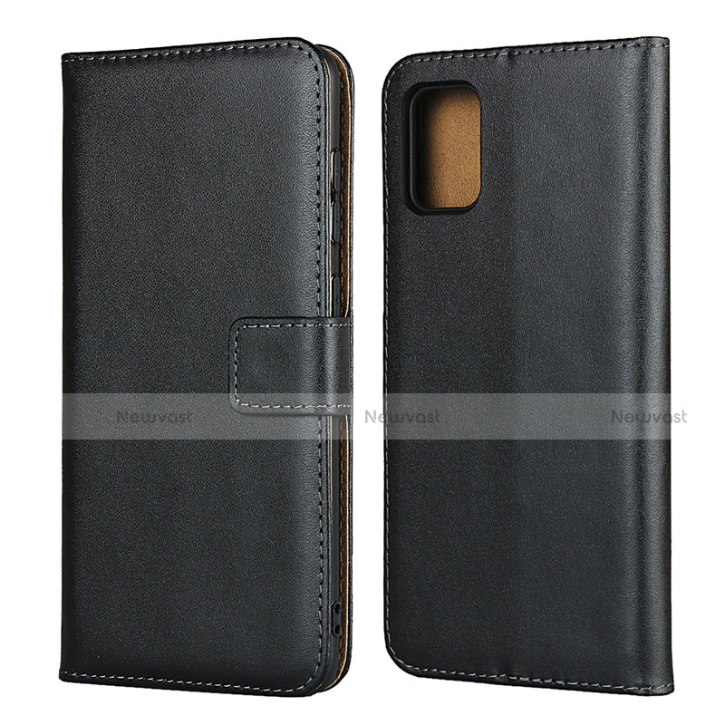 Leather Case Stands Flip Cover for Samsung Galaxy A31 Black