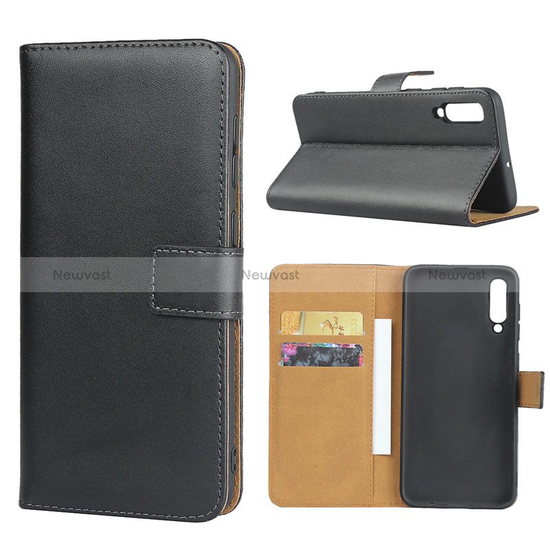 Leather Case Stands Flip Cover for Samsung Galaxy A50S Black