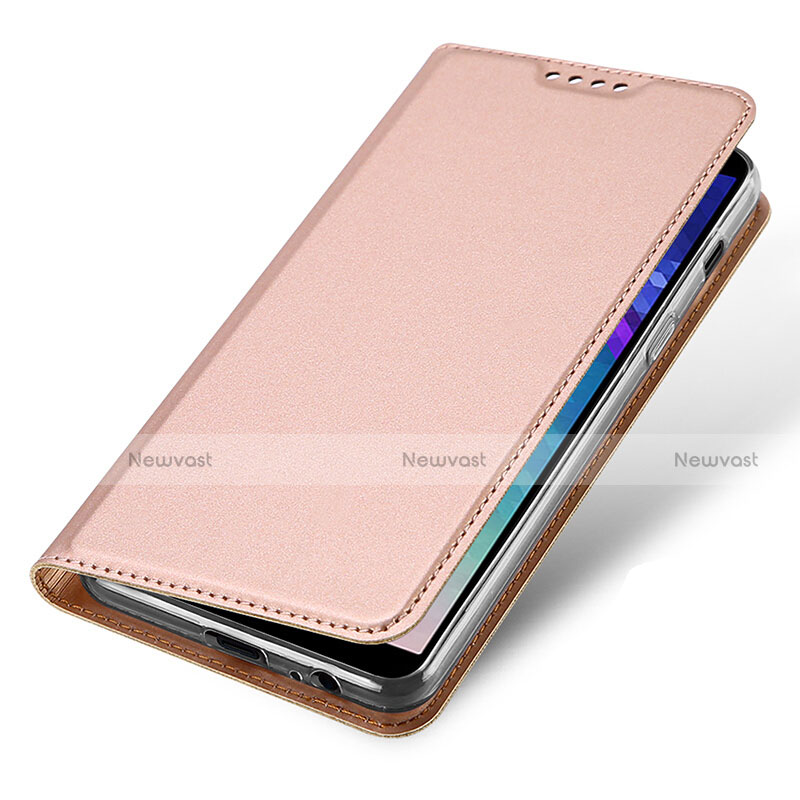 Leather Case Stands Flip Cover for Samsung Galaxy A6 Plus (2018) Pink