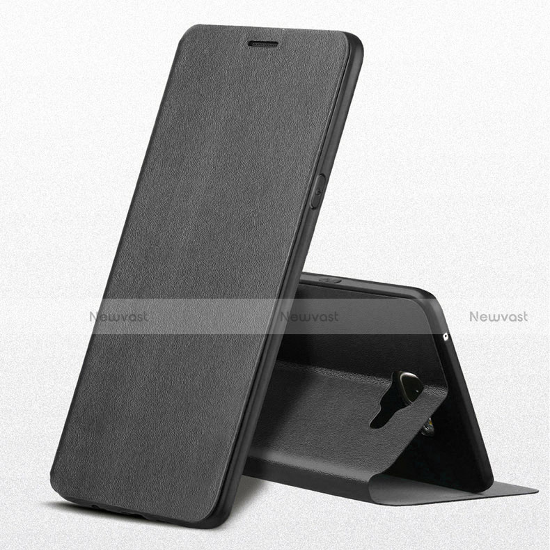 Leather Case Stands Flip Cover for Samsung Galaxy A9 Pro (2016) SM-A9100 Black