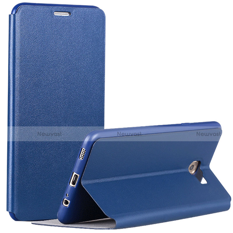 Leather Case Stands Flip Cover for Samsung Galaxy C5 Pro C5010 Blue