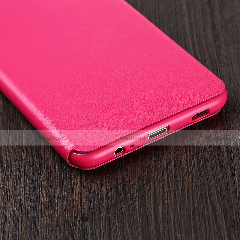 Leather Case Stands Flip Cover for Samsung Galaxy C5 Pro C5010 Hot Pink